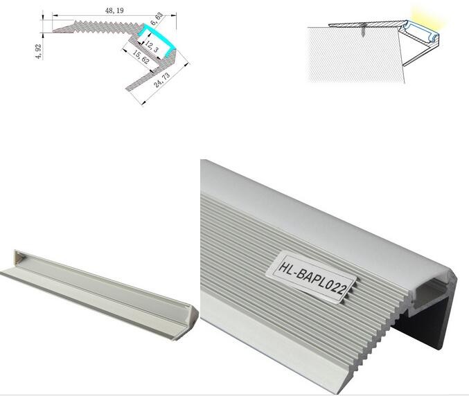 Aluminum LED strip profile diffuser for stairs for LED strips profile Clear Frosted Milky PC cover