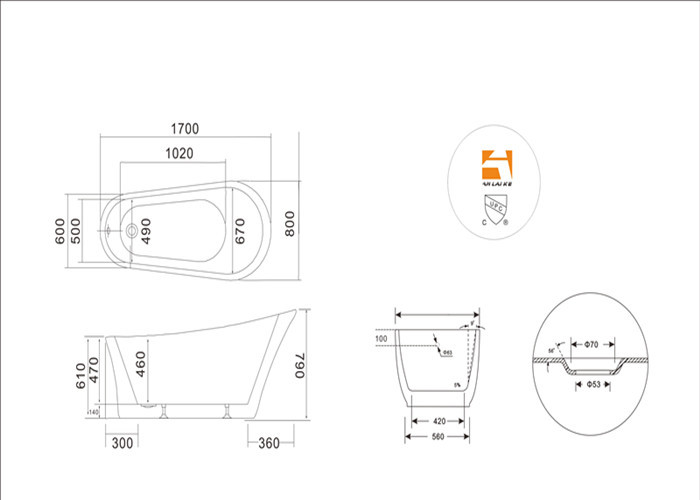 Space Saving Acrylic Pedestal Tub Freestanding Oval Tub In Small Space
