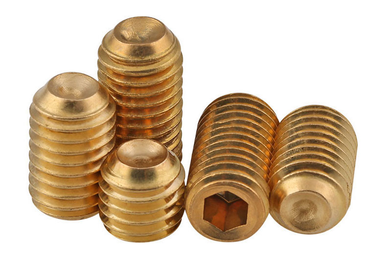 Yellow Brass Hex Socket Metal Set Screws GB80 Drive Cup Point Headless Screw