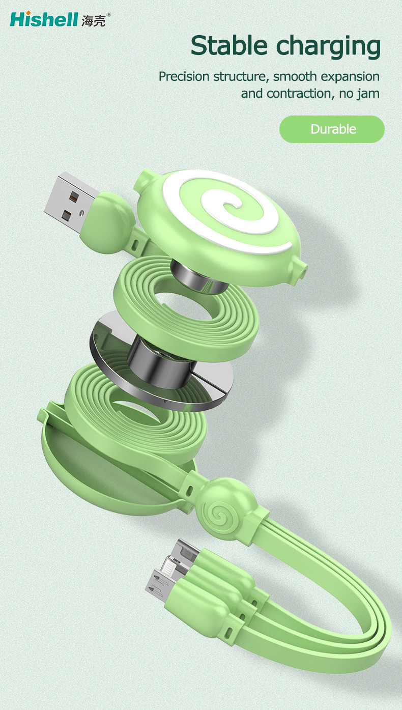 Multicolor ABS Retractable Mobile Phone Charger , Antiwear Mobile USB Data Cable