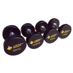 China PU Weight Lifting Dumbbell 50kgs Rubber Round Dumbbell Customized Logo wholesale