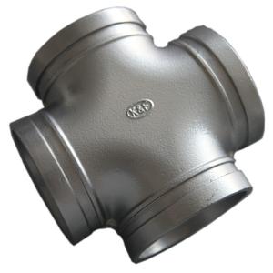 China High End Ductile Iron Pipe Fittings , Grooved Pipe Couplings Equal Cross Epoxy wholesale
