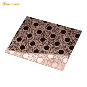 China PVD Golden Rose Etched Stainless Steel Sheet Mirror 304 Plate wholesale