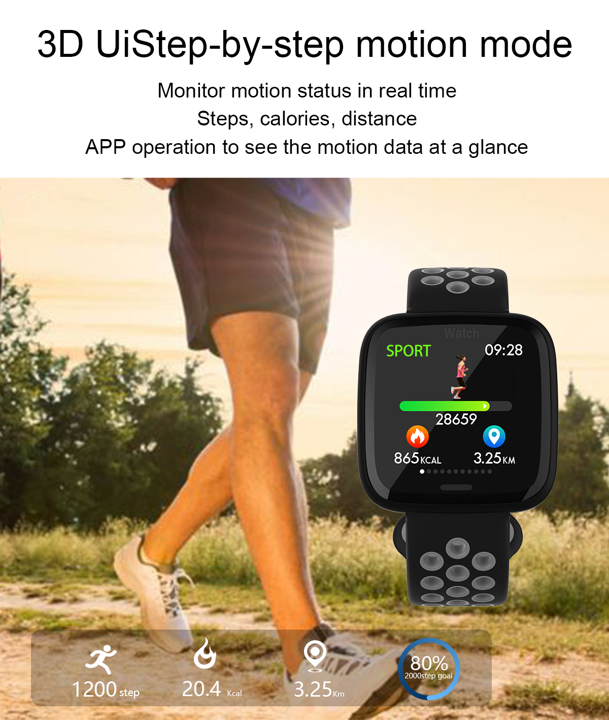TFT Blood Pressure Smartwatch 1.3" Sport Color Screen Smart Watch Waterproof IP67