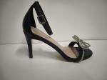 US5-10 Leather Upper Stiletto Heeled Sandals Black White Red Blue