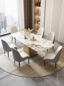 China Height 0.78M Light Luxury Stainless Steel Marble Dining Table For Six wholesale