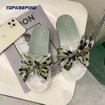 Summer Girl Pvc Flats Bow Md Sole Women'S Rubber Slide Sandal