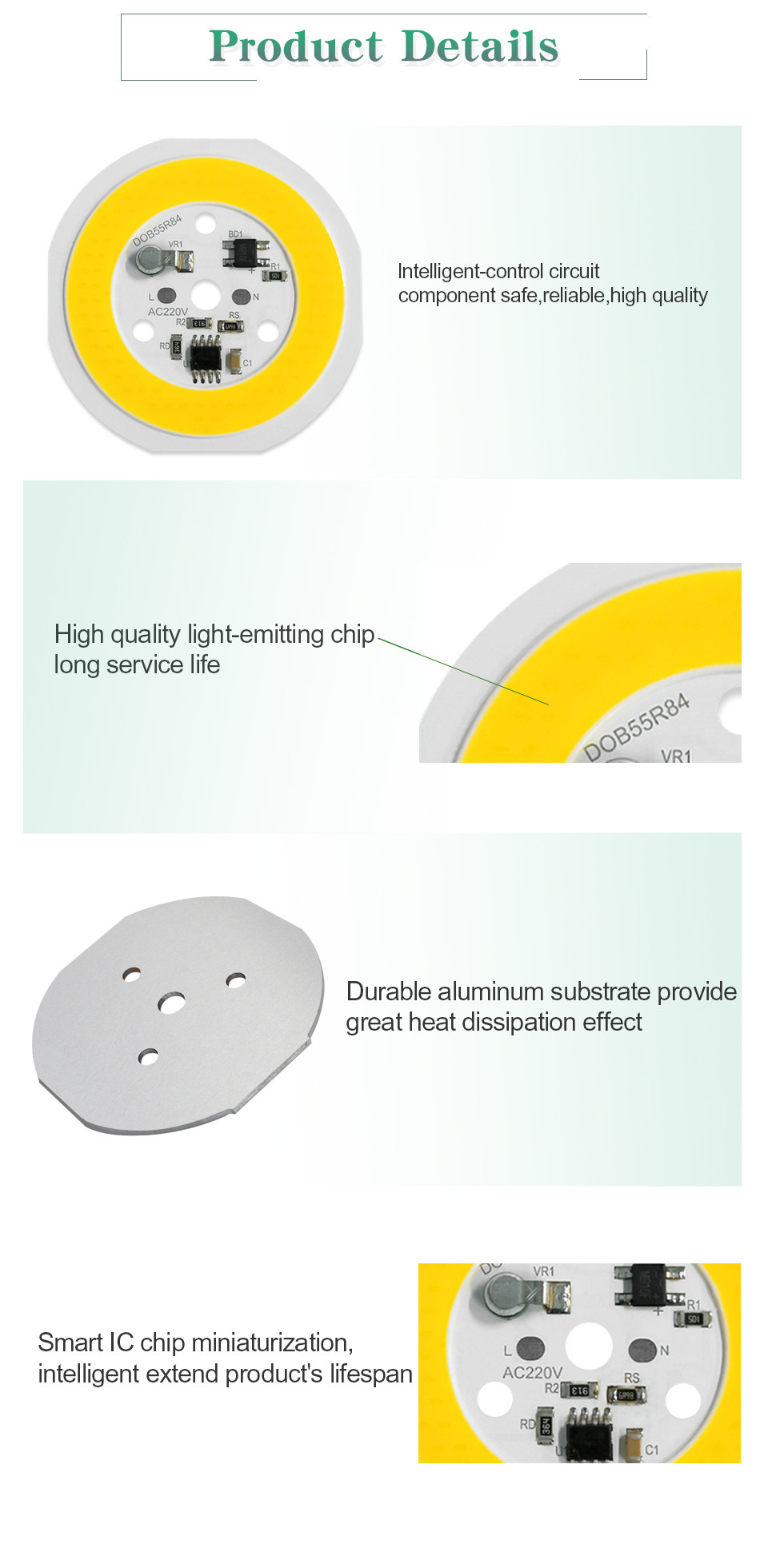220V COB LED Module Driverless High Brightness Warm White Led Module