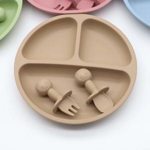 China Children Non Slip Safety Rubber Silicone Divided Plate With Suction wholesale
