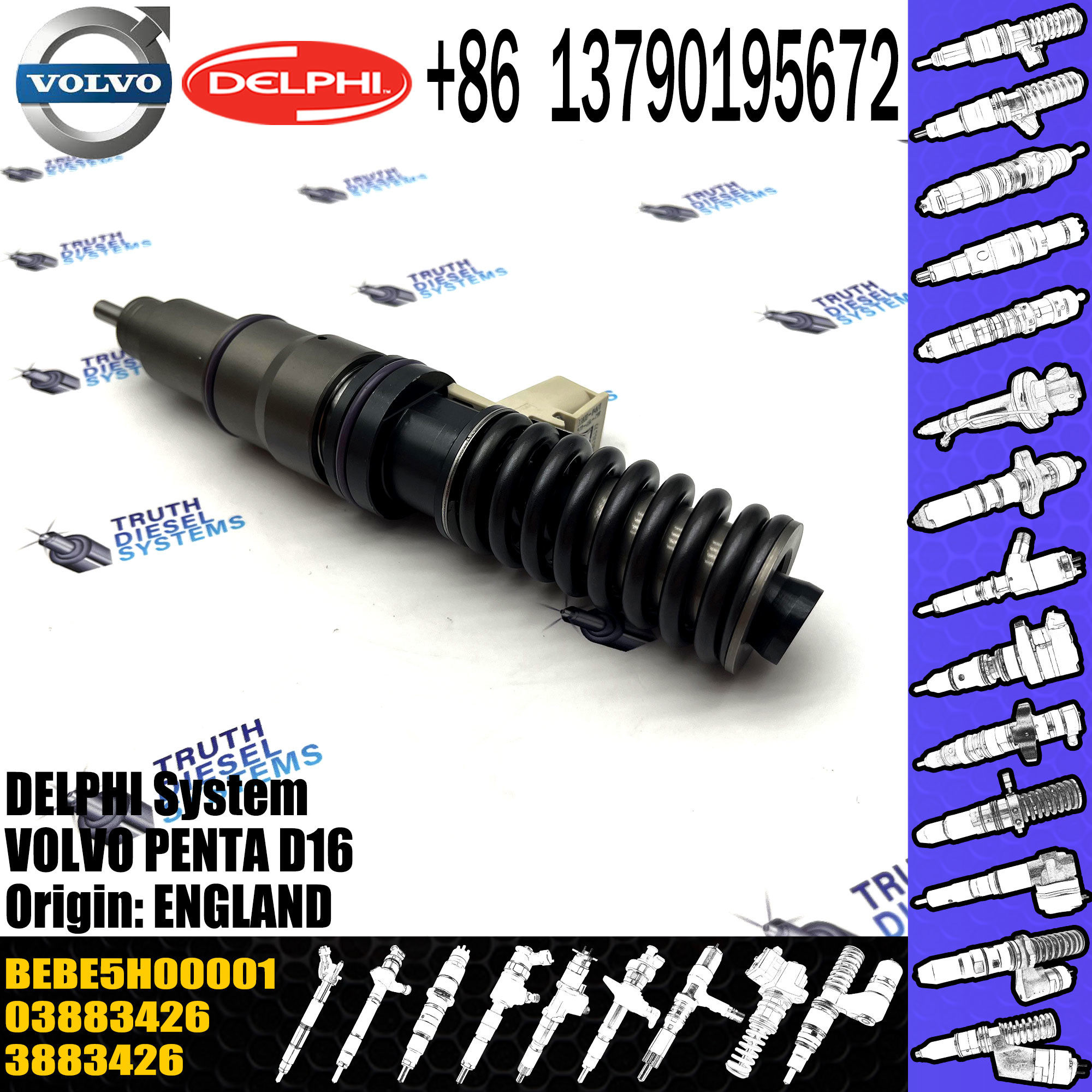 High Quality Diesel Fuel Injector 3883426 3801144 03883426 BEBE5H00001 For VOL PENTA D16