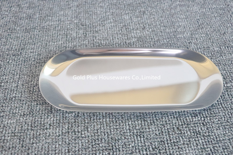 Tableware 24cm dia towel tray serving tray for spoon nordic style silver stainless steel dessert dining pate