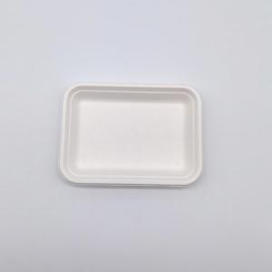China Greaseproof Compostable Square Plates , Supermarket Biodegradable Sugarcane Plates wholesale