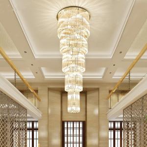 China Spiral Long Staircase K9 Crystal Ceiling Light wholesale