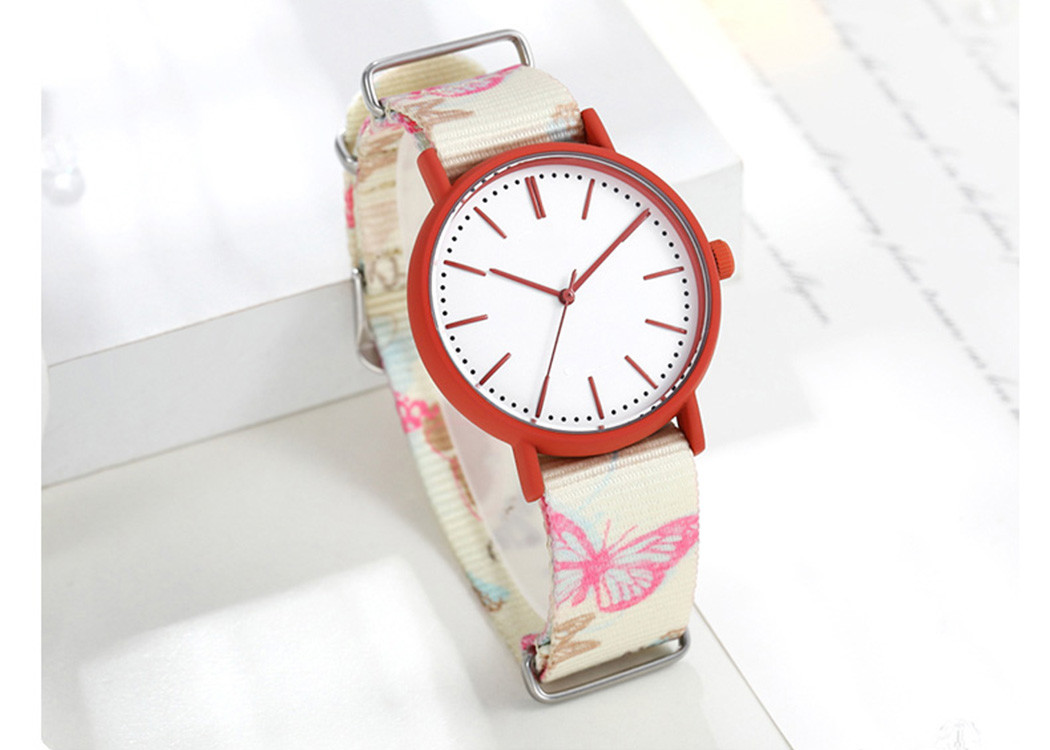 3ATM Waterproof Nylon Band Watches Candy Color Print For Girl And Lady