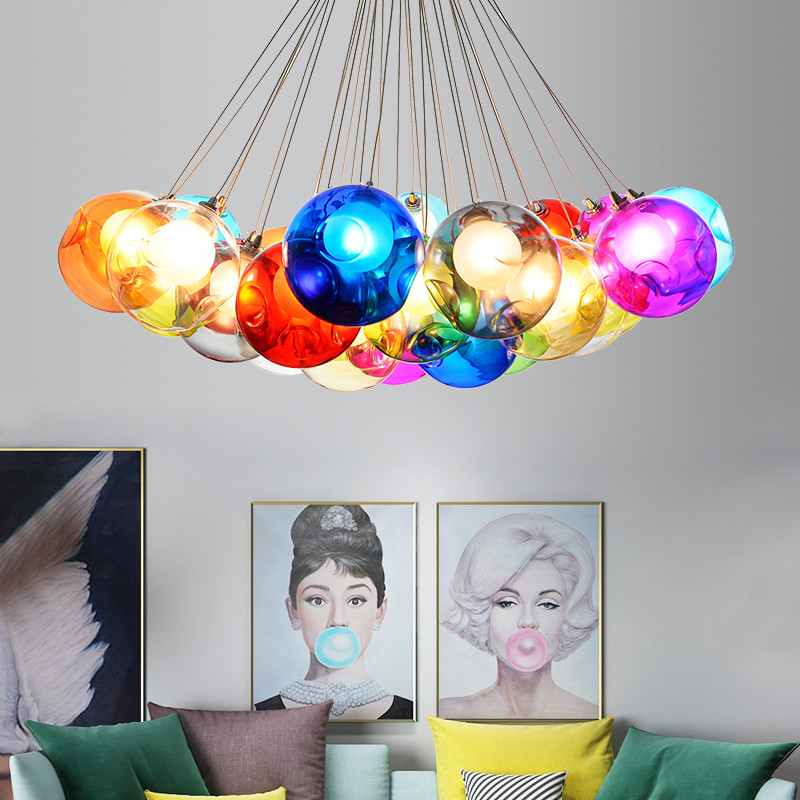 Colored Glass Ball Pendant Lamp for indoor Kids Children Room Chandelier (WH-GP-13)