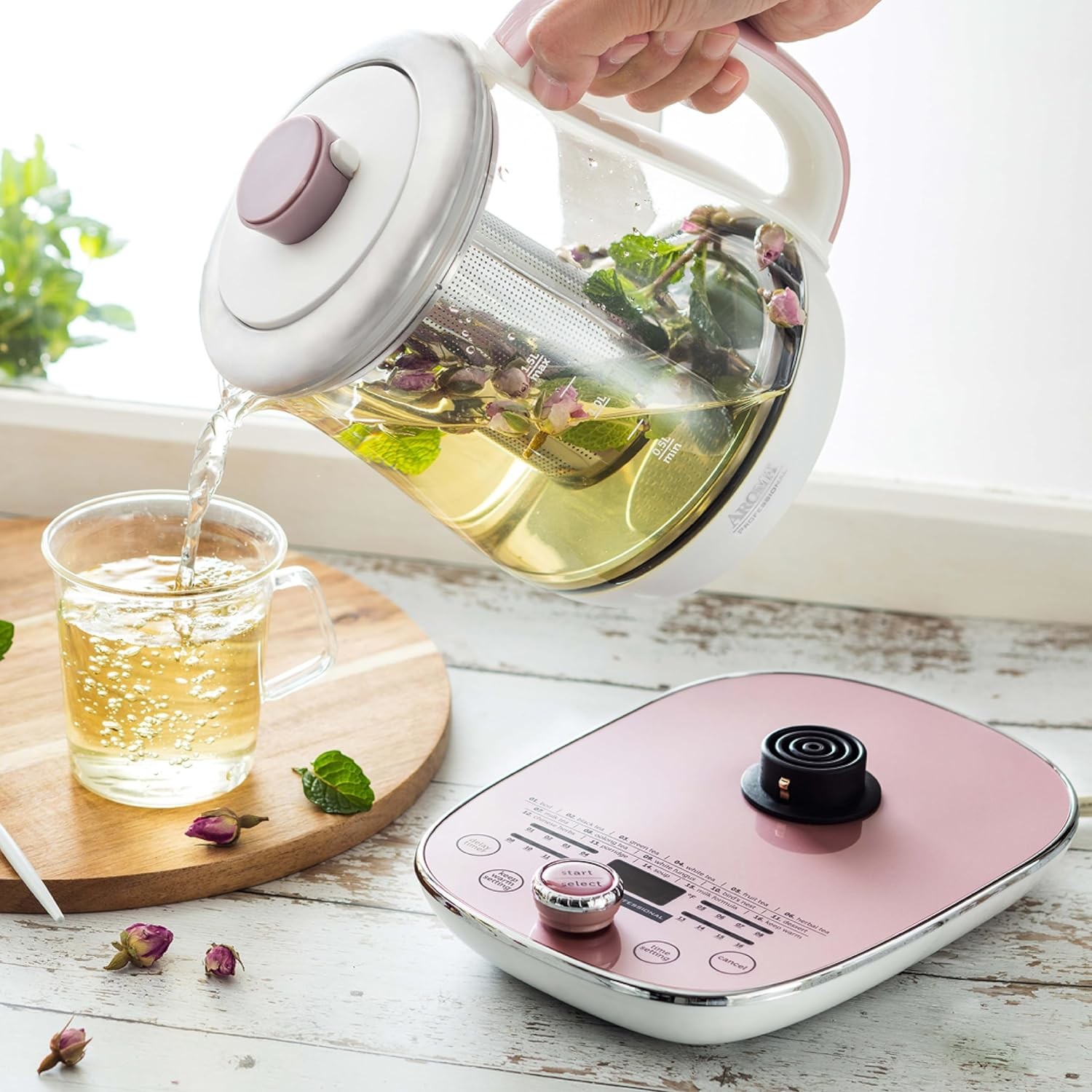 1.5L 1500W Glass Water Kettle Clear Tea Kettle With Infuser LED Base
