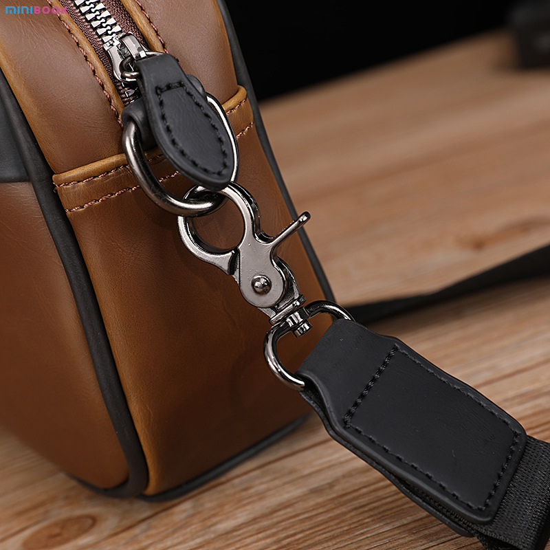 Daily Life MINIBOOK Man Crossbody Bag PU Leather Custom Leather Shoulder Bag Small Messenger Bag for Men
