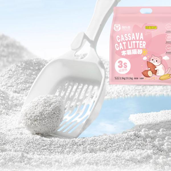 Factory Bulk OEM Premium Cat Litter Cleaning Eco-friendly Biodegradability Cassava Cat Litter Inhibit Odors Easier Cleaning Organic Cat Litter for
