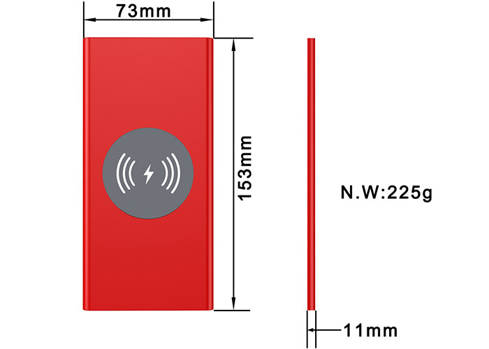 Red Usb C Power Bank , Customized Logo Portable Wireless Charger Power Bank