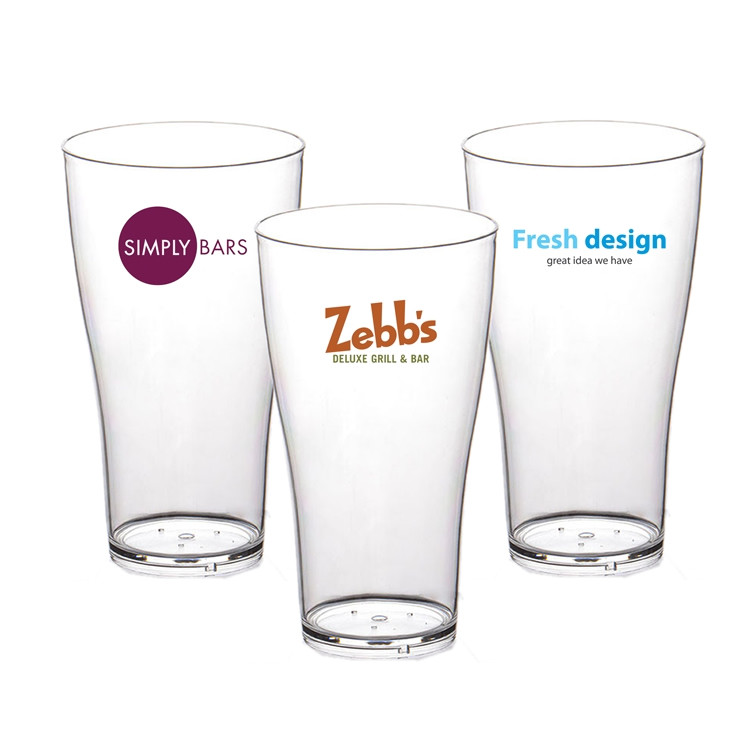 Nucleated Tulip Plastic Beer Glasses 560ml Unbreakable Polycarbonate Pint Glasses