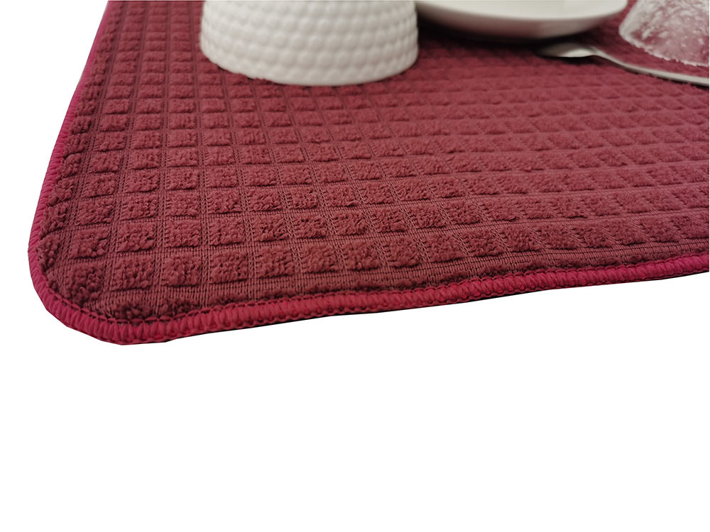 Tableware Protector Red Grid Kitchen Utensil Dish Drying Mat Quick Dry