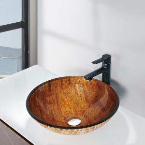 China Countertop Tempered Glass Sink Hot Melt Countertop Brown Colour wholesale