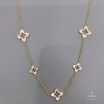 white fritillary rhombus flower necklace 18k Gold Plated Stainless Steel Jewelry