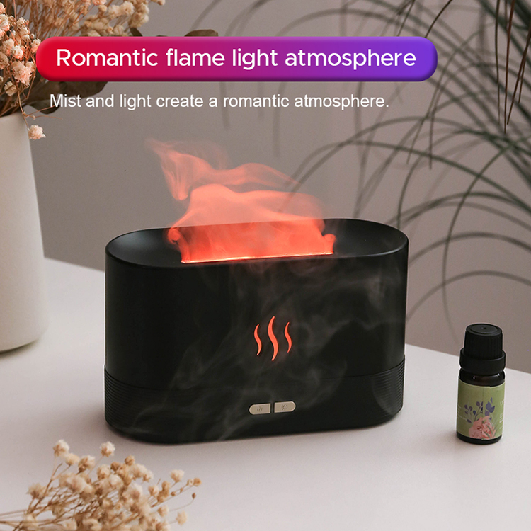 RGB light Color Change USB Ultrasonic Flame Humidifier Led RGB Colorful Essential Oil Fire Flame Aroma Diffuser