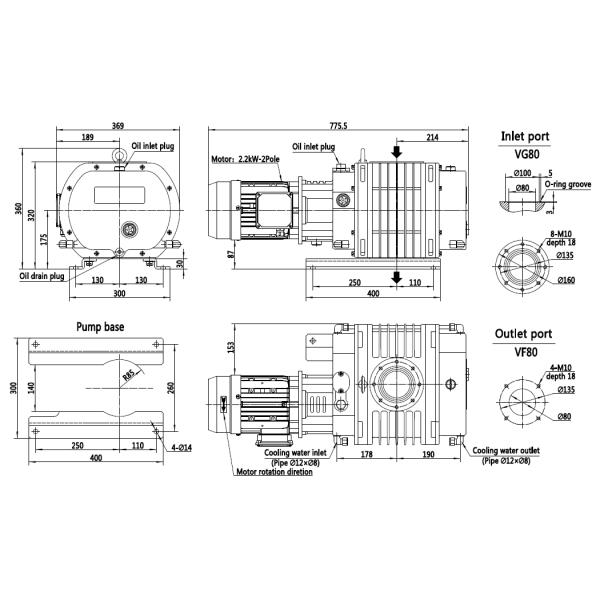 150L/S Aluminium Alloy Roots Vacuum Pump Painting Surface CE Certification
