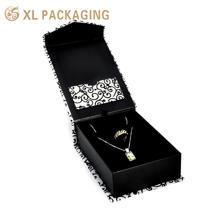 Custom Size Accepted Black Color Paper Jewellery Box Magnetic Paper Gift Jewelry Box Eco-Friendly Jewlery Box Packaging