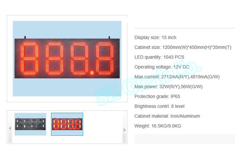 15 inch 7-segment led large red color outdoor digit