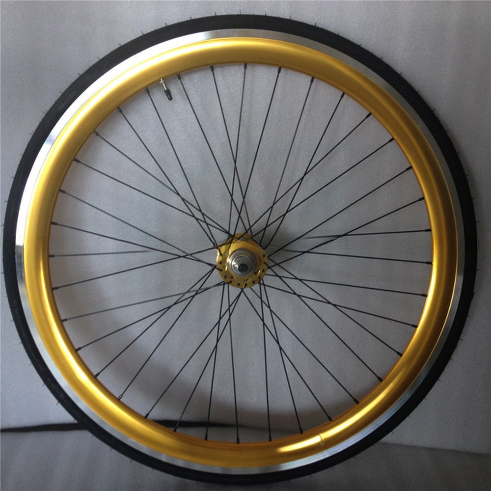 43mm Anodized Blue Flip Flop Fixed Gear Road Bike Wheel Set with Colorful Spokes