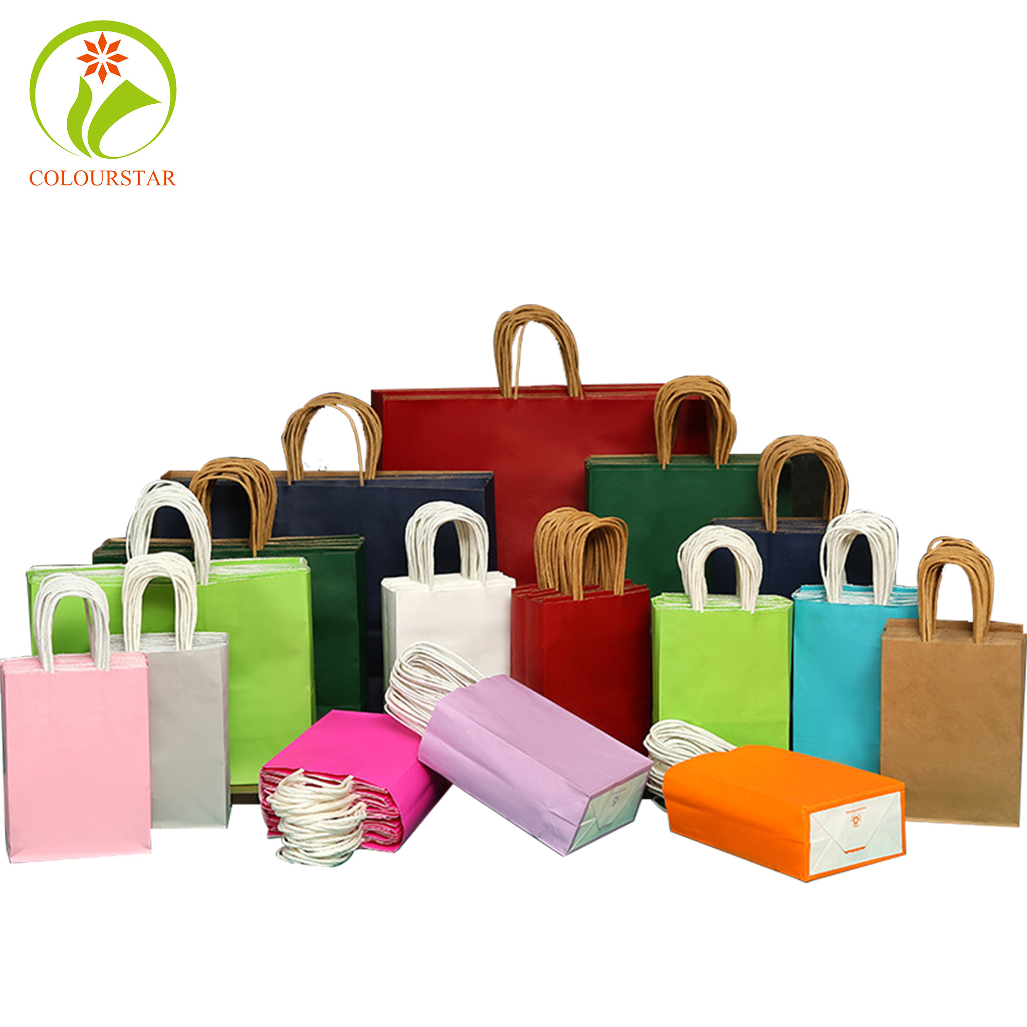 SGS Pantone Flexo Printing Kraft Paper Bag 15x8x21cm Food Gift Paper Bag