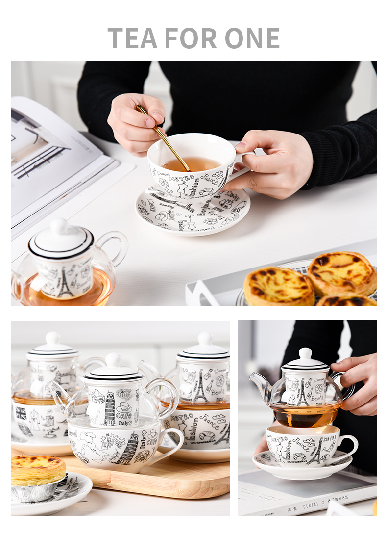 Sustainable Ceramic Tea Set Porcelain Teapot And Cup With Infuser Strainer