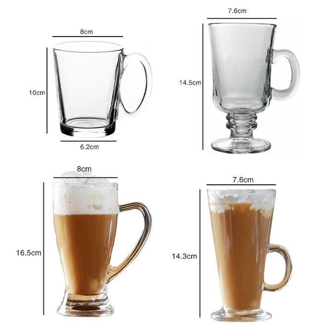 Cadmium Free Borosilicate Glass Coffee Cup 290ml 385ml Personalized Glass Cup