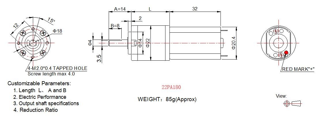 Powder Metallurgy DC Planetary Gear Motor 22mm 12 Volt For Home Appliance