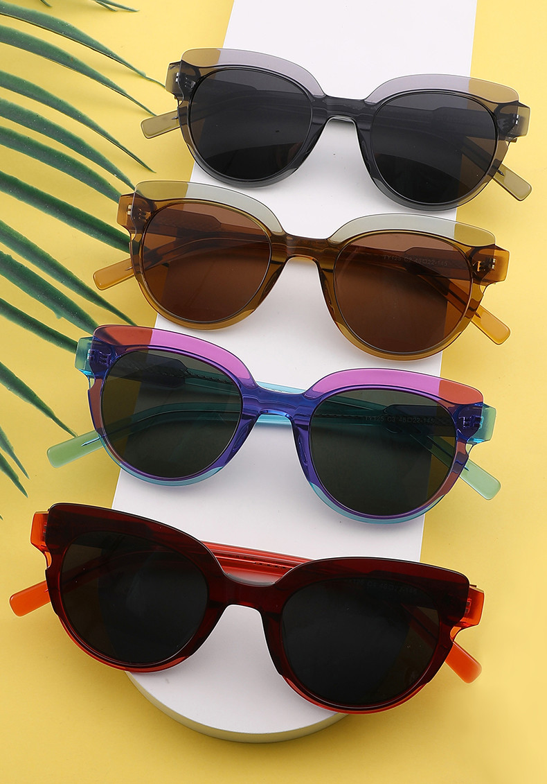 Colored Acetate Circle Frame Sunglasses flexible Gradient Customised