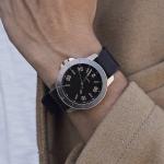 Japanese Movement Mens Watch Rubber Strap With Date , Water Resistant