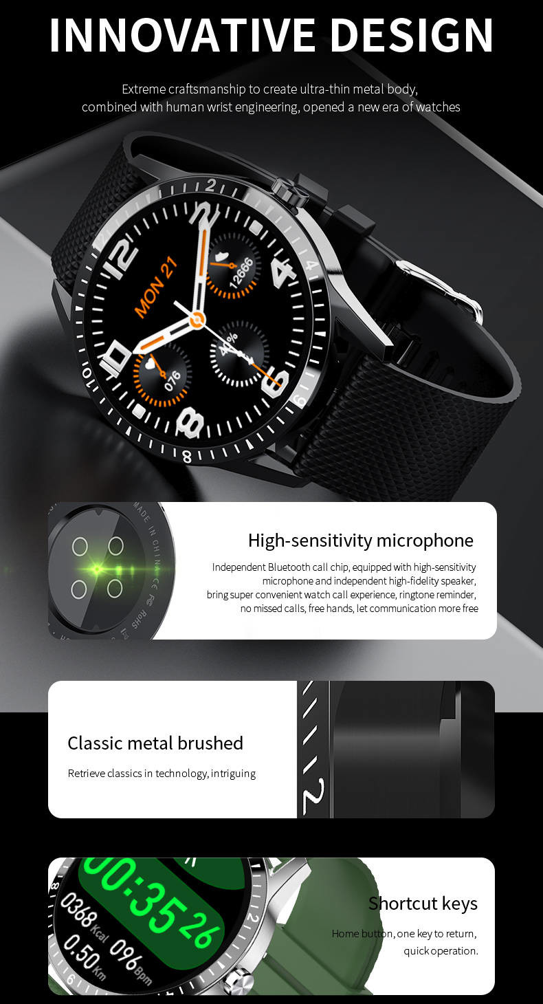 CPU HS6620 Smart Watch With Calling ​Multi Language Running Track Health Monitor
