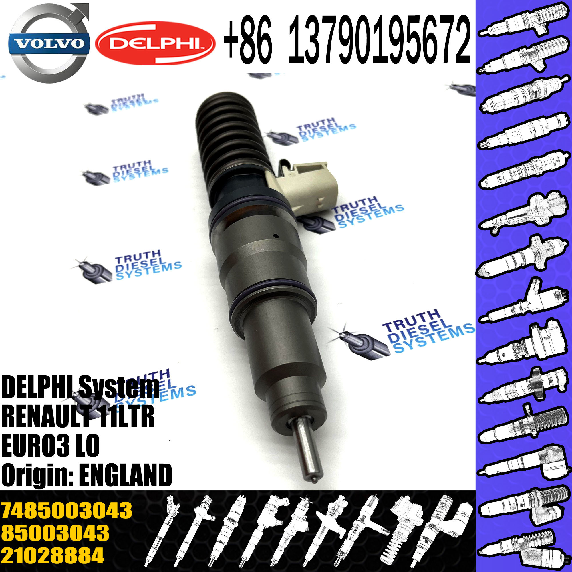 7485003043 common rail diesel injector for Engine 11LTR EUR03L0