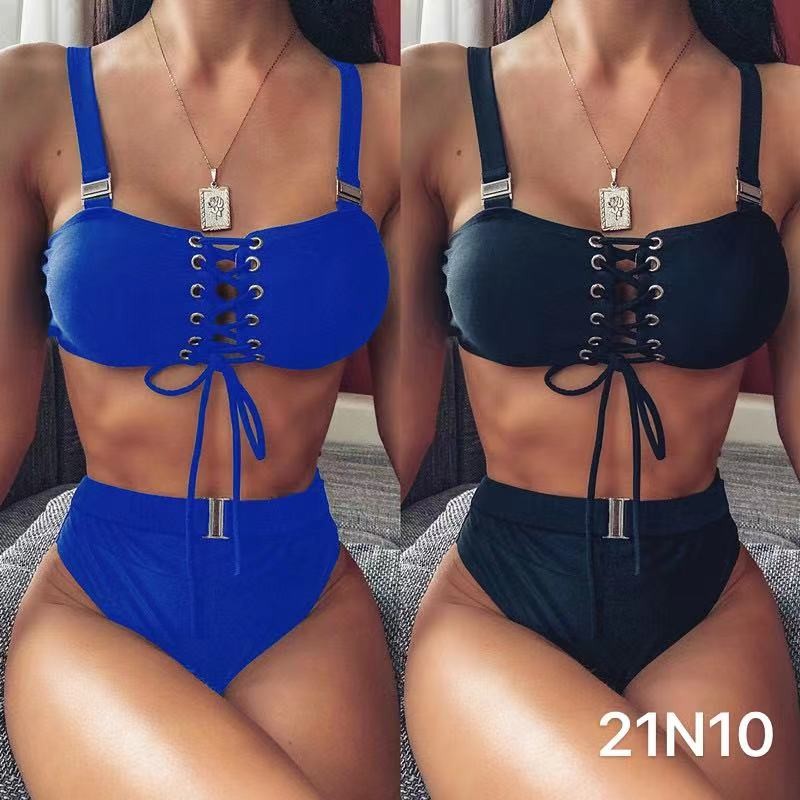 Sexy Black White Bikini Bathing Suits Color Matching U Drag Women 2 Piece Bikini
