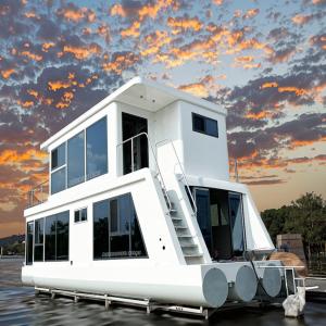 China TV Equipped House Boat Luxury Double Decker Pontoon Boat For 25 People wholesale