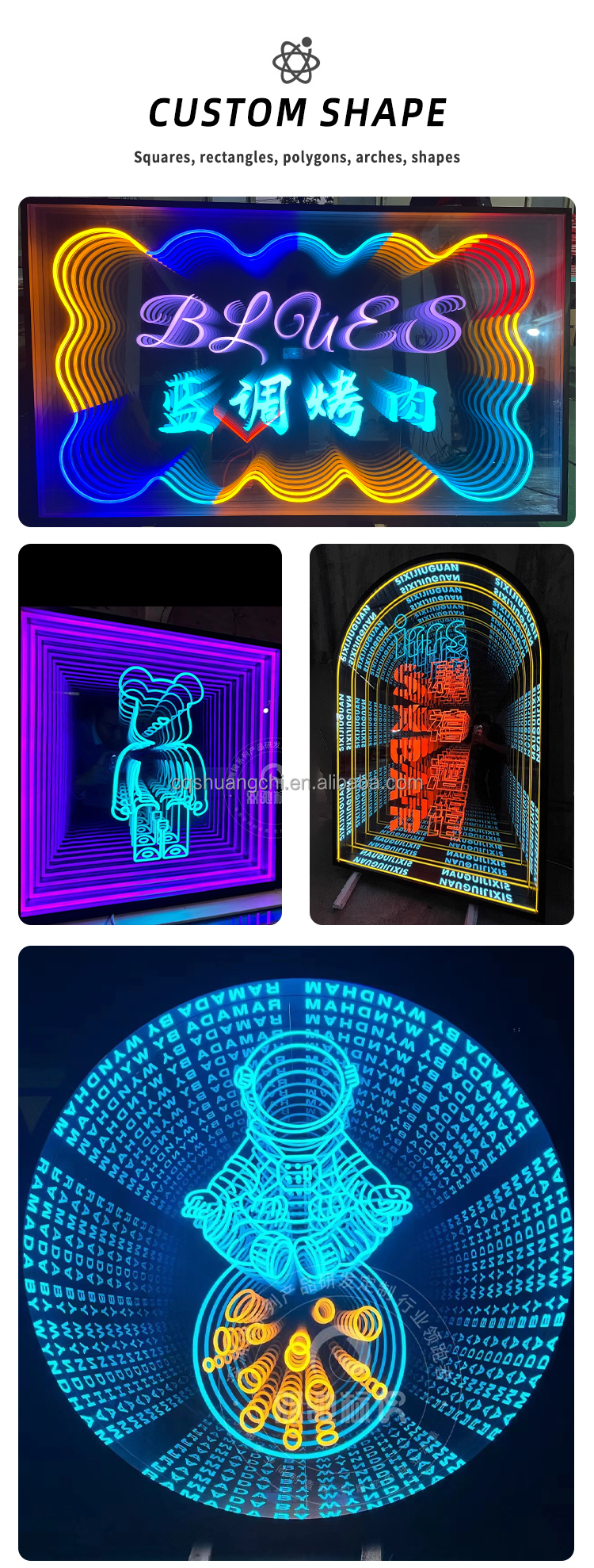 Screw Bolts Fixing Infinity Mirror Led Sign Neon Sign For Novel Products