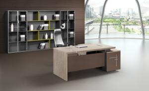 China Melamine Panel Wooden Style Executive Desk With Side Cabinet 5 Years Warranty wholesale