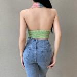 High Stretchy Waistless V Neck Halter Vest Crop Top
