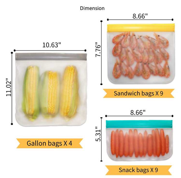 PEVA Vegetable Packaging Bag , 22.9*20.9cm Frosted Zipper Bags With Logo