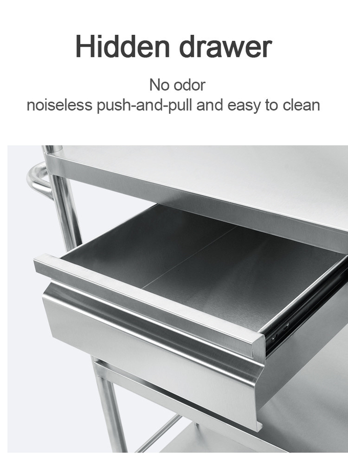 2 Layer Hospital Stainless Steel Medical Instrument Trolley