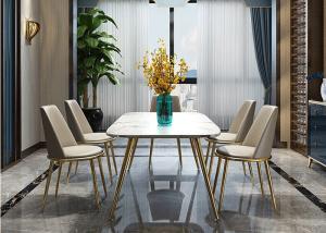 China Fashionable 140x80x76cm Home Luxury Marble Dining Table wholesale