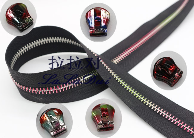 Rainbow Teeth Long Chain Zipper In Roll Black Cotton Tape Customized For Clothes