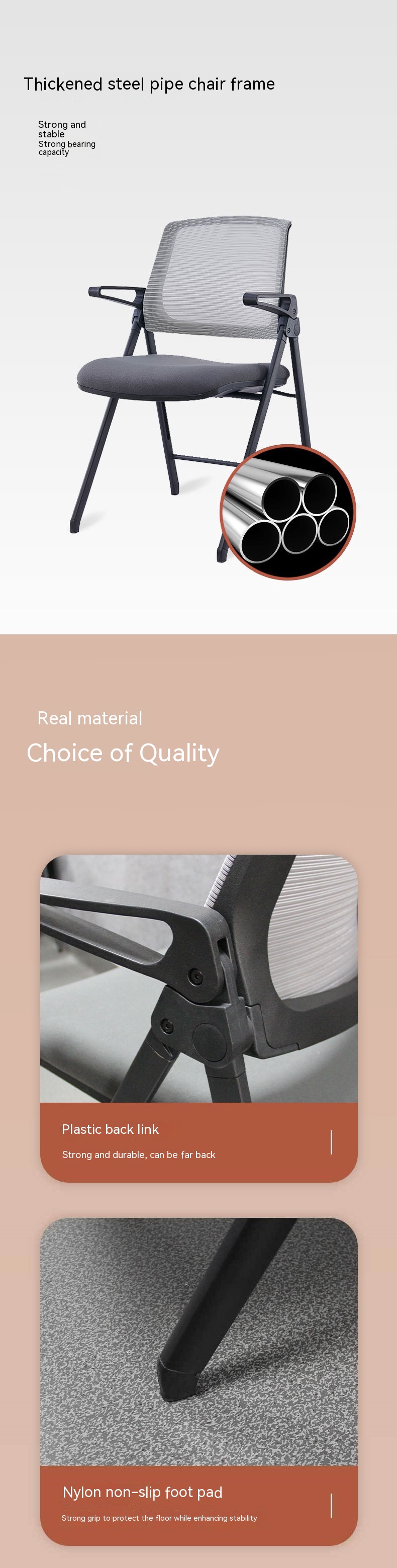 Comfortable Training Office Chair with Fixed Handrail Reclining and Foldable Design